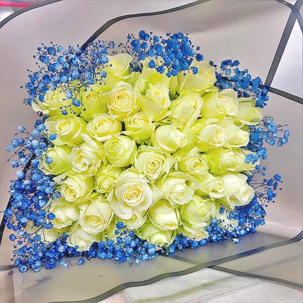 Yellow Roses with Blue